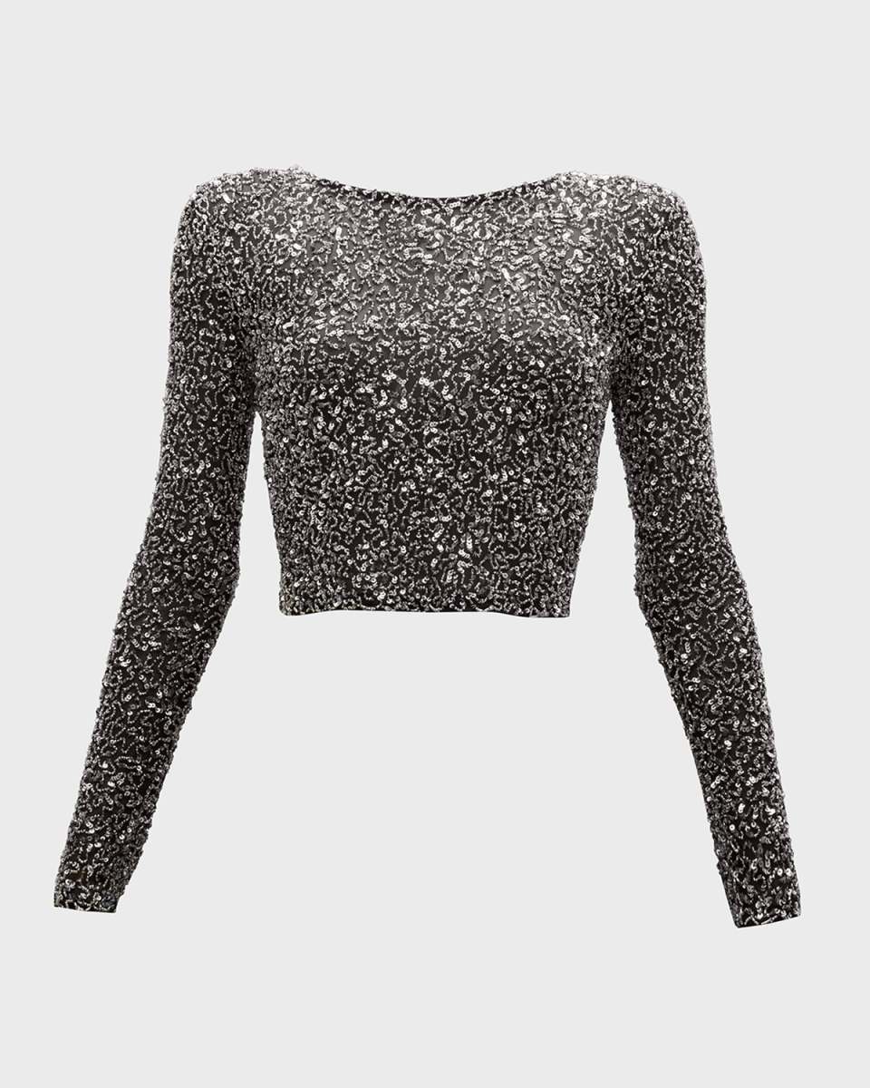 Torrey Sheer Sequin Crop Top